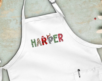 Personalized Christmas Apron, Name Apron, Custom Apron, Kitchen Apron, Baking Crew Apron, Kitchen Gifts, Cooking Apron For Christmas