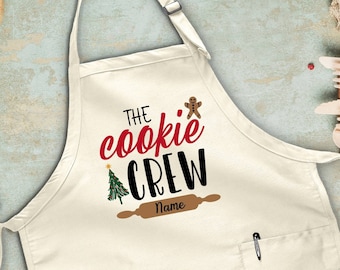 The Cookie Crew Apron, Personalized Kitchen Apron, Christmas Gifts, Baking Crew Apron, Cookie Gifts, Gift For Mom, Name Apron, Baking Gifts