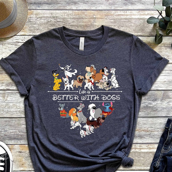 Life Is Better With Dogs T-shirt, Disney Shirt, Retro Cartoon Shirt, Heart Shirt, Dog Person Shirt, Gift For Dog Owner, Pluto Shirt