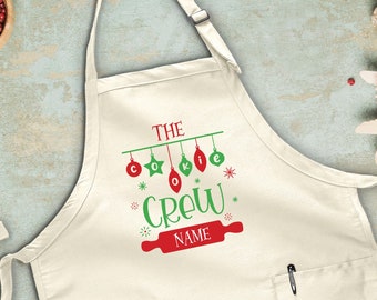 The Cookie Crew Apron, Personalized Apron, Name Apron, Custom Kitchen Apron, Christmas Apron, Family Baking, Gift For Christmas, Cookie Gift