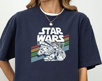 Comfort Colors, Retro Star Wars 1977 Shirt, Millennium Falcon Design Tee, Vintage Sci-Fi Graphic Tee, Star Wars Fans Gift, Geeky Graphic Tee