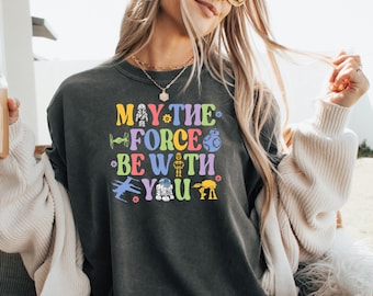 May the Force Be With You Tee, Retro Star Wars Shirt, Sci-Fi Movie Fan Shirt, Comfort Colors, Funny Nerdy Graphic Tee, Mandalorian Fan Shirt