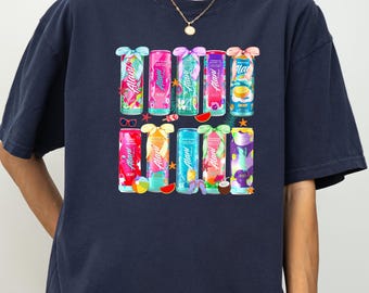 Coquette Bow Summer Drink Shirt, Funny  Energy Soda Tee, Red White Blue Fourth of July Comfort Colors Gift, Energy Drink Tee