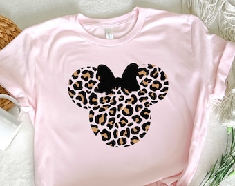 Minnie Mouse T-shirt, Disney Mom Sweatshirt, Leopard Print Shirt, Women Disney Shirts, Vacation Shirt, Holiday Vibes Shirt, Minnie Gifts