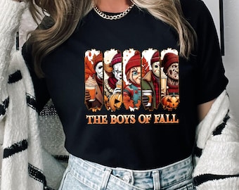 The Boys Of Fall Horror Movie Halloween T-shirt, Scary Slasher Character Tee, Spooky Season Funny Shirt, Vintage Fall Horror Graphic Gift