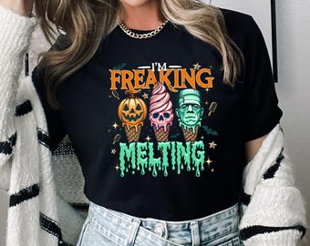 I’m Freaking Melting Halloween T-shirt, Spooky Summer Ice Cream Tee, Funny Y2K Halloween Shirt, Summerween Spooky Gift, Funny Spooky Shirt