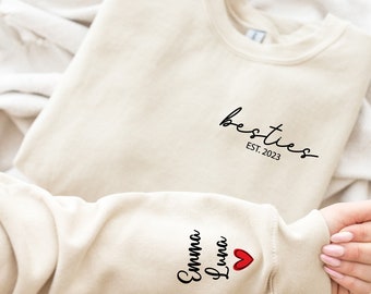Sudadera Besties, sudadera personalizada, camisa con nombre personalizado, sudadera BFF, regalo para mejor amigo, regalo de cumpleaños para bestie, mejor regalo