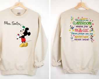 Personalized Teacher Sweatshirt, Custom Name Shirt, Teacher Hoodie, Disney Shirt, Kindergarten T-shirt, Mickey Mouse Shirt, Disney Teacher