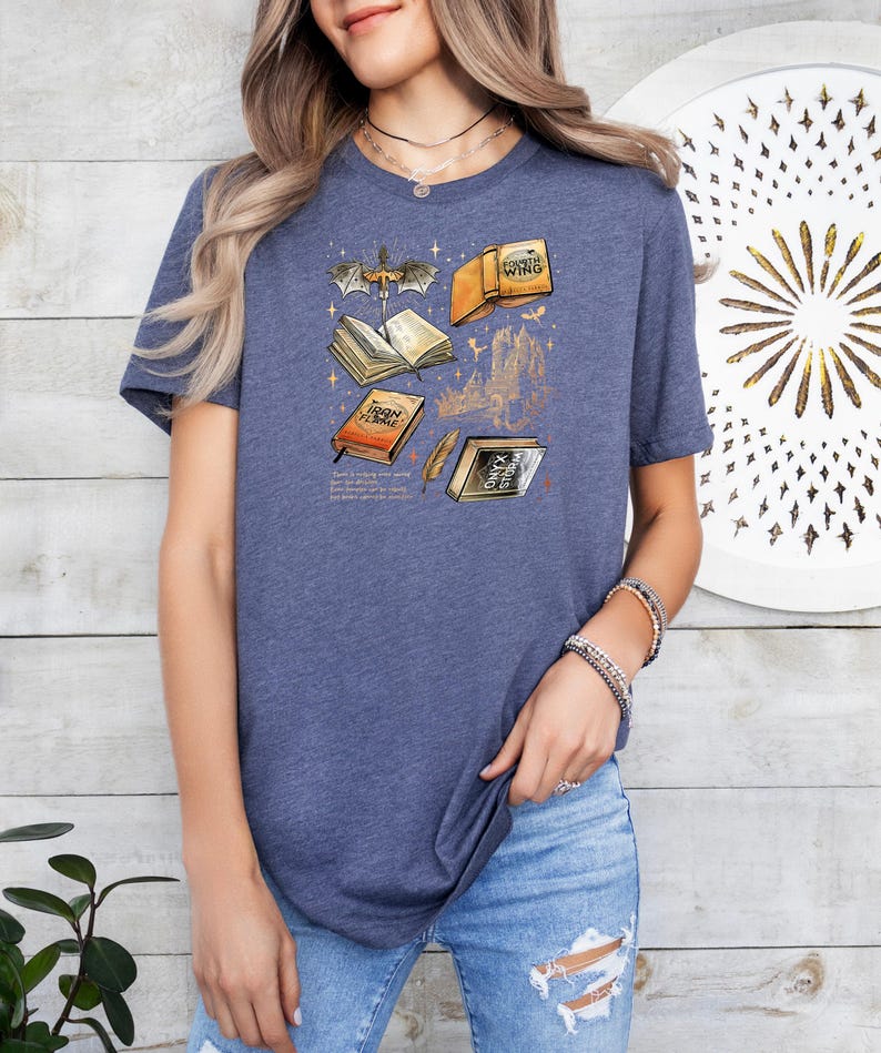 Fourth Wing Shirt, Iron Flame Bookish Tee, Romantic Fantasy Book Shirt, Dragon Book Shirt, Onyx Storm Reader Gift, Book Lover Aesthetic Tee image 3