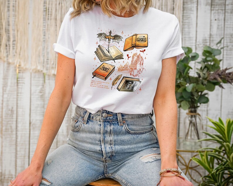 Fourth Wing Shirt, Iron Flame Bookish Tee, Romantic Fantasy Book Shirt, Dragon Book Shirt, Onyx Storm Reader Gift, Book Lover Aesthetic Tee image 2
