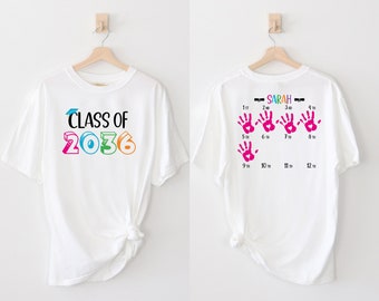 Comfort Colors Shirt, Custom Class Year Tee, Name Tee, Graduation Memory Shirt, Grow with Me, Keepsake Shirt, Graduation Shirt, Hand Print