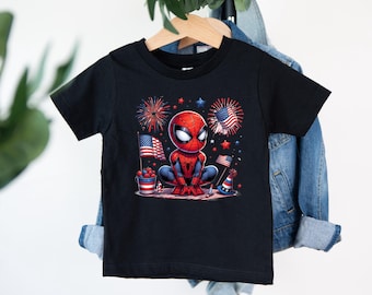 Patriotic Kids Superhero Shirt, Red White Blue 4th of July Tee, Independence Day Hero T-Shirt, Fireworks Shirt For Boys, USA Holiday Gift