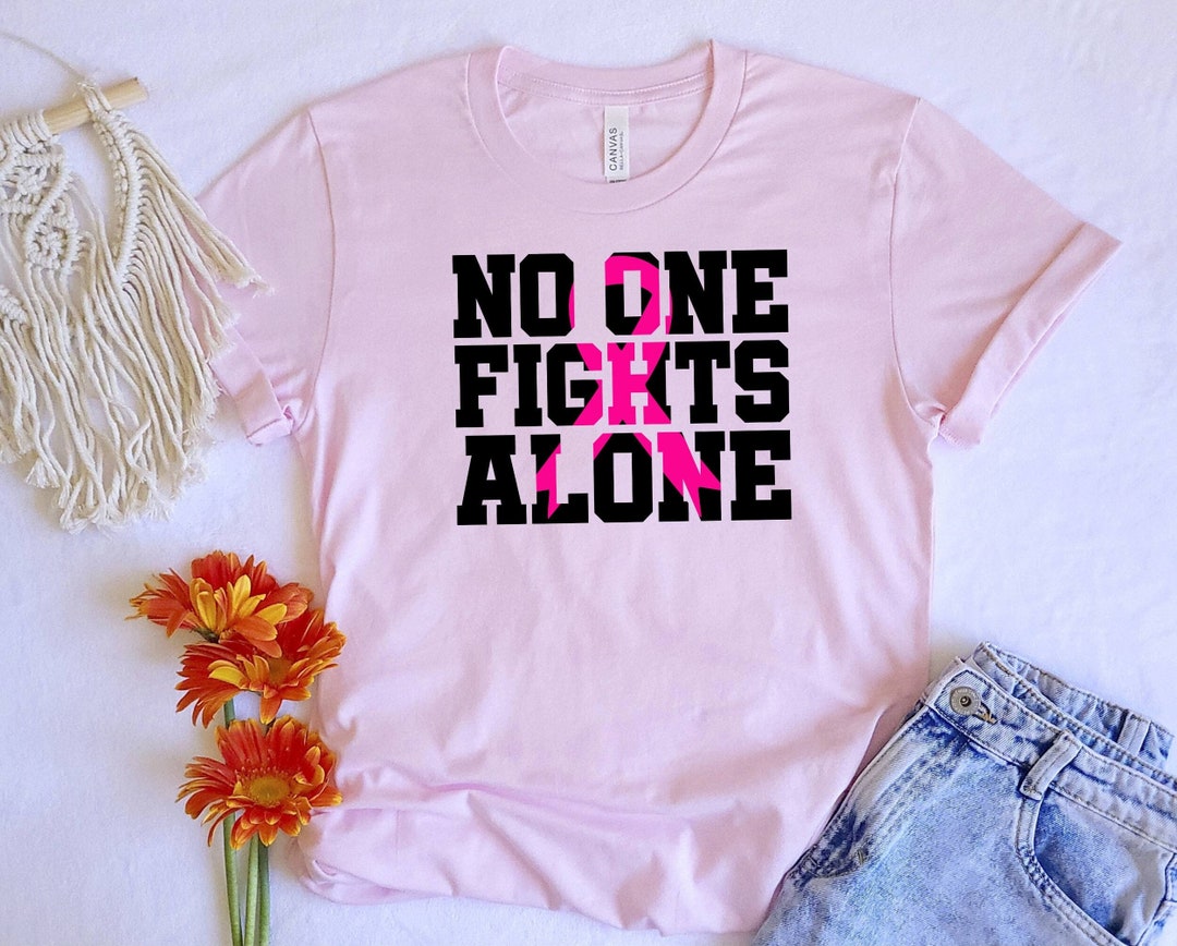 No One Fights Alone T-shirt, Cancer Survivor Shirt, Pink Ribbon Shirt