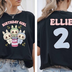 Personalized Labubu Birthday Shirt, Cute Name Age Tee, Custom Labubu Girl T-shirt, Funny Birthday Design, Cute Labubu Shirt, Gift For Girl