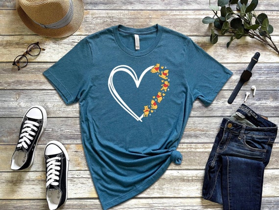 Pooh Bear T-shirt, Heart Shirt, Disney Shirt, Cartoon Shirt, Retro Disney Tee, Cute Bear Shirt, Disney Love Tee, Holiday Shirt, Vacation Tee