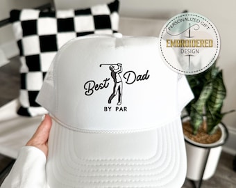 Embroidered Golf Dad Hat, Best Dad By Par Stitch Cap, Fathers Day Gift Hat, Custom Thread Color, Cool Dad Golf Hat, Gift For Dad