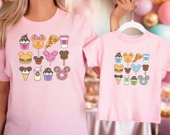 Disney Snacks T-shirt Tee, Here For The Snacks Shirt, Mickey Treat Doodles Shirt, Mouse Ears Food Icons Tshirt, Kids Disney Trip Gift
