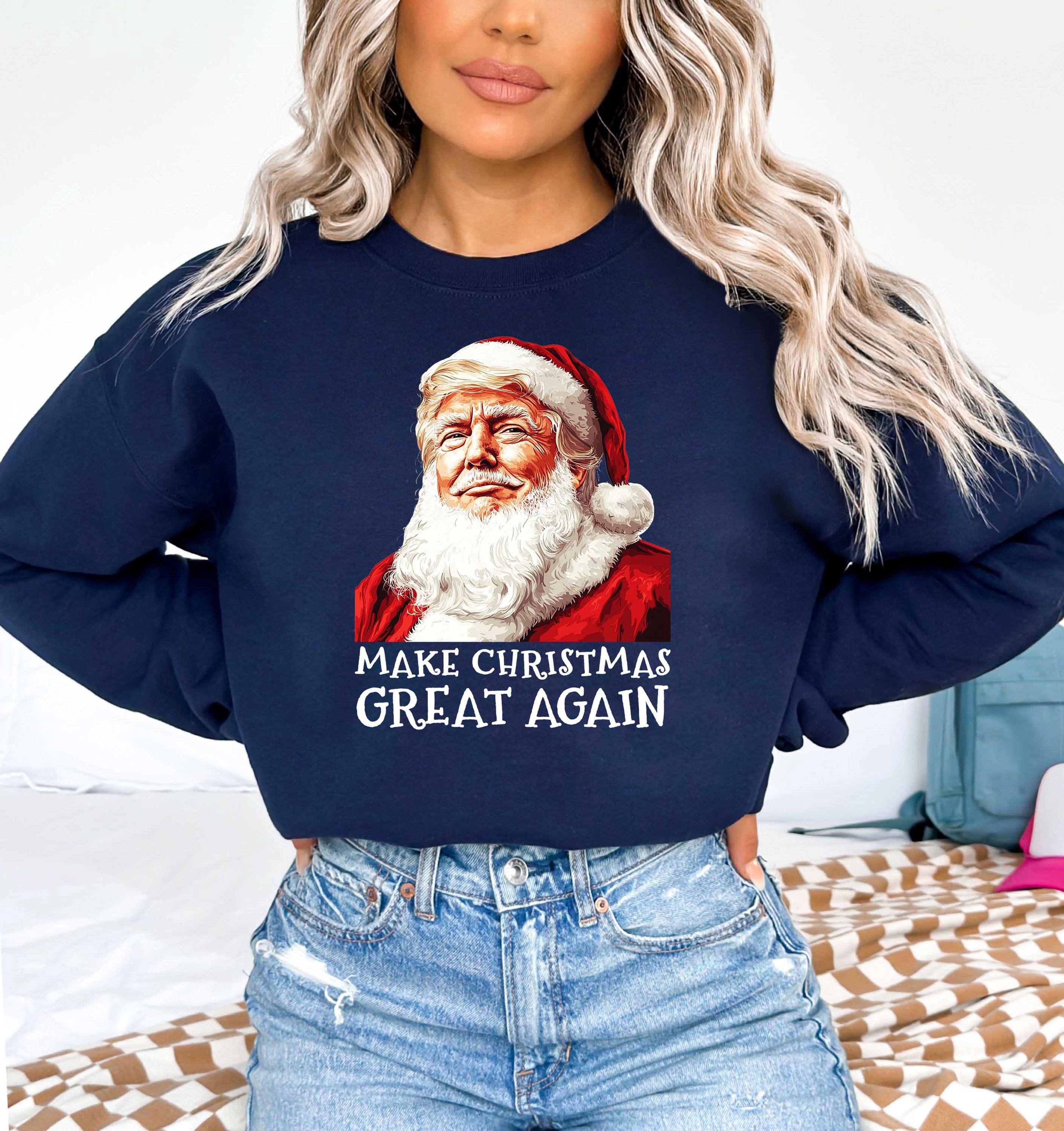 Santa Trump Christmas Sweatshirt, Make Christmas Great Again Shirt, Funny Christmas Sweatshirt, Trump Parody Shirt, Political Christmas Tee