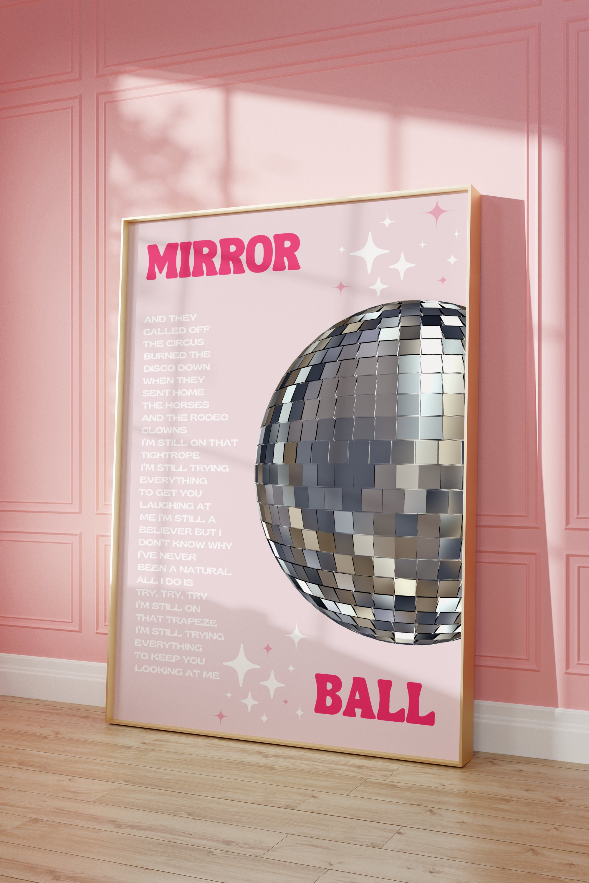 Disco ball wall hangers, pink/rose gold or silver mirror tiles