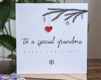 Christmas Card for GRANDMA, To A Special Nanny Christmas Card, Personalised Card for Grandmother, Handmade Card for Her