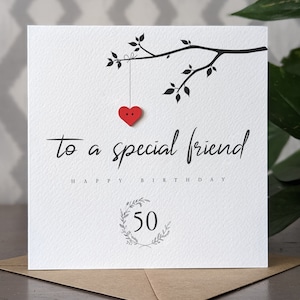 Personalised 50th Birthday Friend Card, To A Special Friend on your 50th Birthday, Handmade Card for Friend's 50th image 4