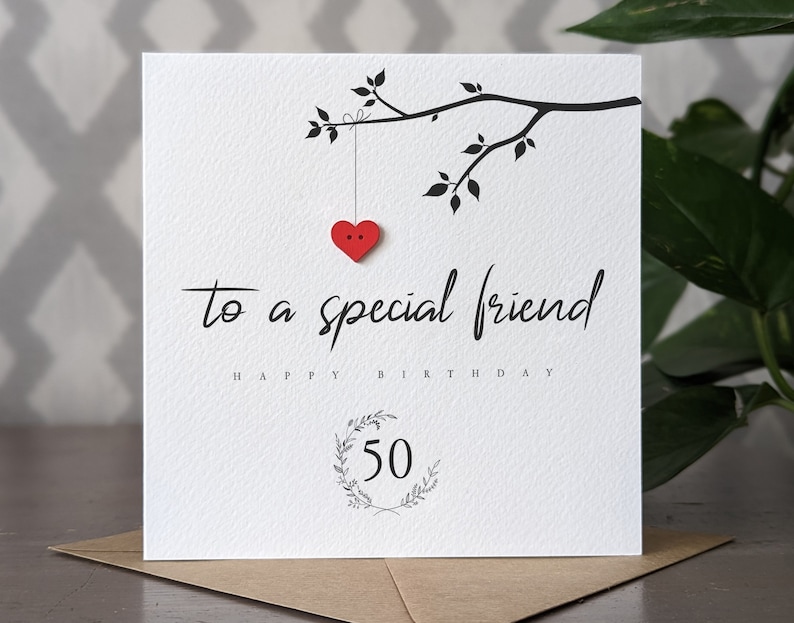 Personalised 50th Birthday Friend Card, To A Special Friend on your 50th Birthday, Handmade Card for Friend's 50th image 4