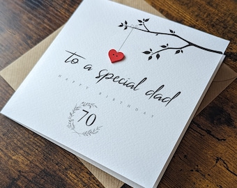 Personalised 70th Birthday Dad Card, To A Special Daddy, Handmade Card for Father's 70th Birthday, 70th Birthday Card for Him