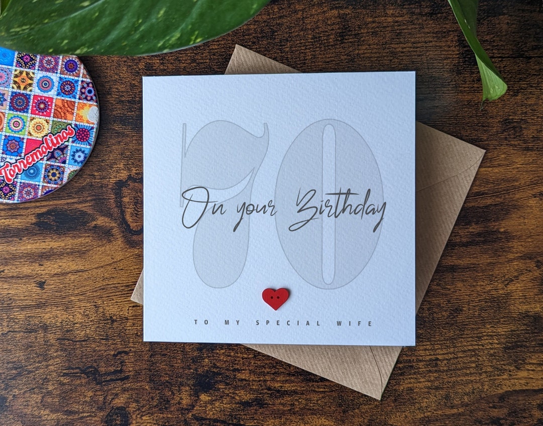 Personalised 70th Birthday Card for Wife, Handmade Card - Etsy
