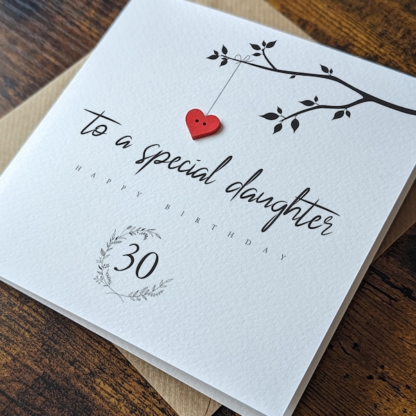 Handmade Card for Daughter's 30th Birthday, Personalised 30th Birthday Daughter Card, To A Special Daughter, 30th Birthday Card for Her