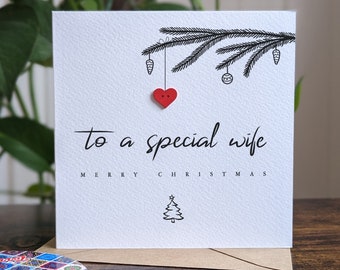 Christmas Card for WIFE, To A Special Wife Christmas Card, Personalised Card for Wifey, Handmade Card for Her