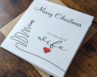 Christmas Card for WIFE, Handmade Card for Wife, To A Special Wife Christmas Card, Personalised Card