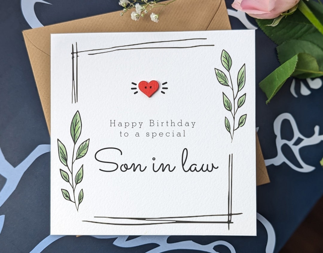 Personalised Son in Law Birthday Card, Handmade Card - Etsy UK