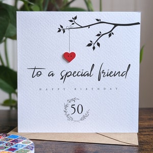 Personalised 50th Birthday Friend Card, To A Special Friend on your 50th Birthday, Handmade Card for Friend's 50th image 1