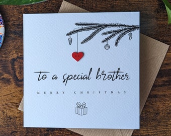 Christmas Card for BROTHER, To A Special Brother Christmas Card, Personalised Card for Brother, Handmade Card for Him