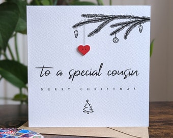 Christmas Card for COUSIN, To A Special Cousin Christmas Card, Personalised Card for Cousin, Handmade Card