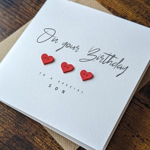 Personalised Son Birthday Card, Special Son, Handmade Card for Son's 18th 20th 30th 40th Birthday, Birthday Card for Him