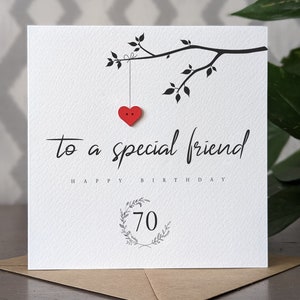 Personalised 70th Birthday Friend Card, To A Special Friend on your 70th Birthday, Handmade Card for Friend's 70th