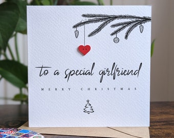 Christmas Card for GIRLFRIEND, To A Special Girlfriend Christmas Card, Personalised Card for Girlfriend, Handmade Card for Her