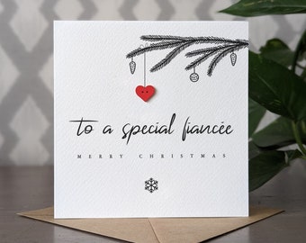 Christmas Card for FIANCÉE, To A Special Fiancée Christmas Card, Personalised Card for Fiancée, Handmade Card