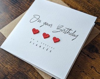 Personalised FIANCÉE Birthday Card, Special Fiancée, Handmade Card for Fiancée's Birthday