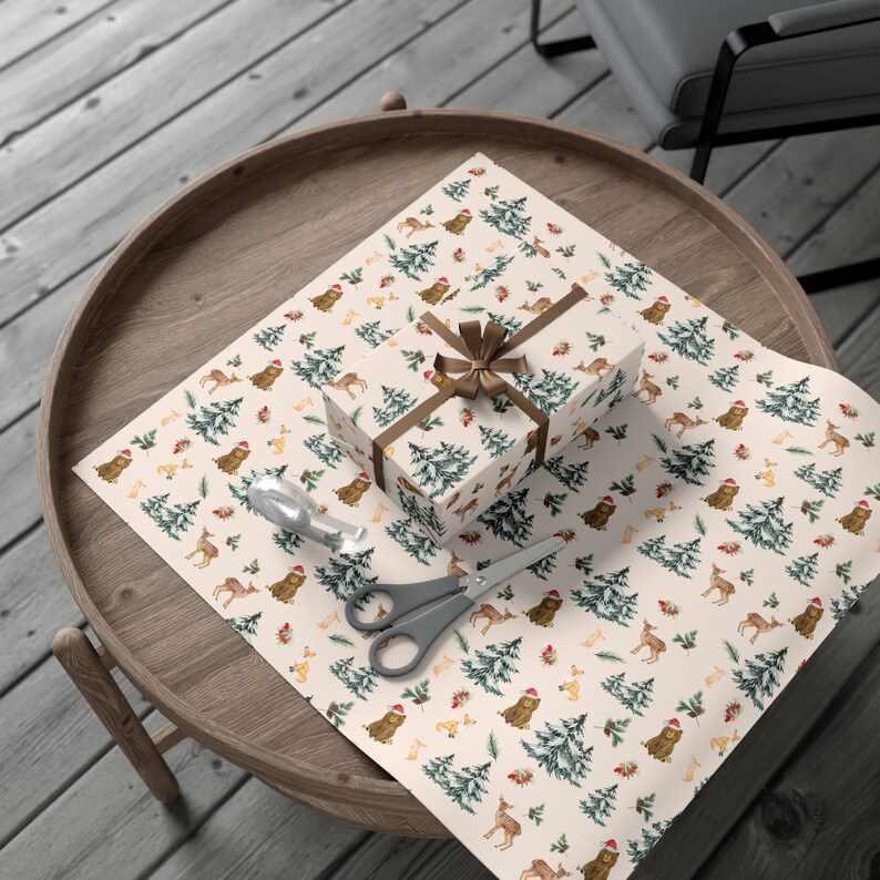 Christmas Animals Wrapping Paper Christmas Wrapping Paper Etsy