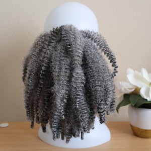 Afro Twist Scrunchie: 16 Inch Gray Ponytail Extension