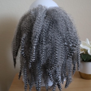 Afro Twist Scrunchie: 20 Inch Gray Ponytail Extension