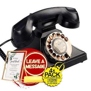 Audio Libro degli Ospiti per MATRIMONI. Audio GUESTBOOK Vintage + LED + Supporto di Lusso. Replica de Telefono Britannico per Matrimonio