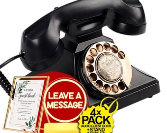 Audio GUESTBOOK for WEDDINGS. Vintage Audio Guest Book + LED + Luxurious Stand. Old replica British Telephone. Retro Wedding Telephone