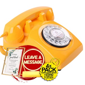 AUDIO GUEST BOOK 3.0 + Led + Stand gratuito! Telefono Retrò con Manopola Rotativa. Gpo 706-746 Libro degli Ospiti Audio per Matrimoni