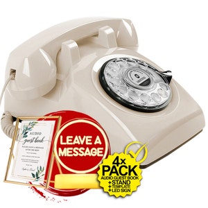AUDIO GUEST BOOK 3.0 + Led + Stand gratuito! Telefono Retrò con Manopola Rotativa. Gpo 706-746 Libro degli Ospiti Audio per Matrimoni