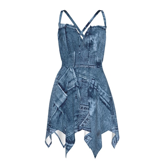 sachin and babi light blue dress Casual Flowy Boho Wedding Dress with Side Slit main image 1