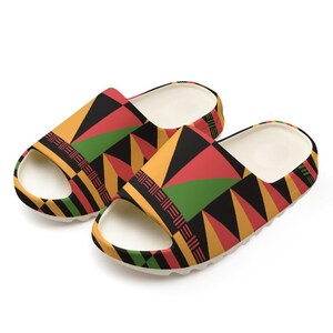 Kente EVA Slippers | African Geometric Pattern | Yeezy Style Slides | Unisex Lightweight Summer Sandals | Tribal Print Slip-On Shoes image 6