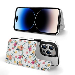 Ditsy Floral iPhone 14 Series Flip Case, Soft Pastel Colours, Shock-absorbing Protection, Built in Wallet